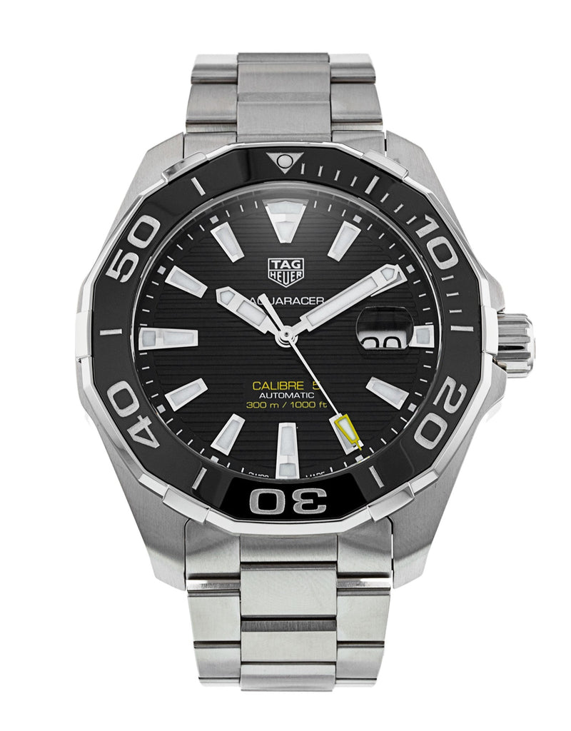 Tag Heuer Aquaracer Black Dial Silver Steel Strap Strap Watch for Men - WAY201A.BA0927 Buy Now By Tag Heuer