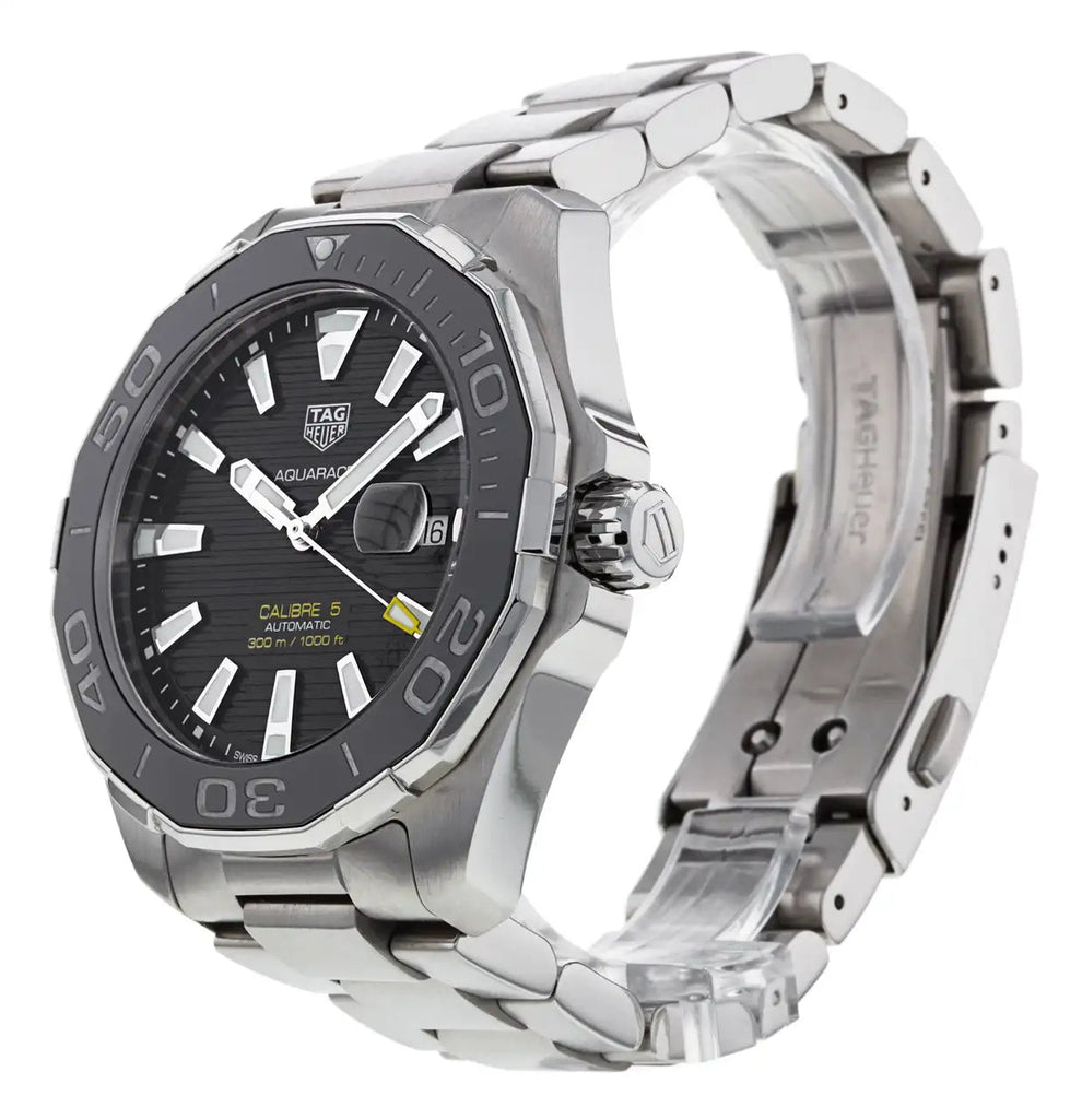 Tag Heuer Aquaracer Caliber 5 Black Dial Silver Steel Strap Watch for Men - WAY201A .BA0927 Buy Now By Tag Heuer