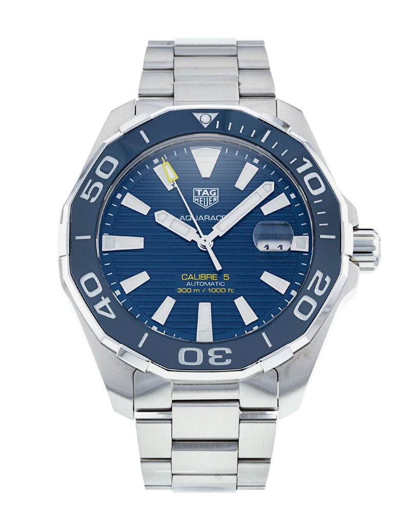Tag Heuer Aquaracer Calibre 5 Blue Dial Silver Steel Strap Watch for Men - WAY201B.BA0927 Buy Now By Tag Heuer