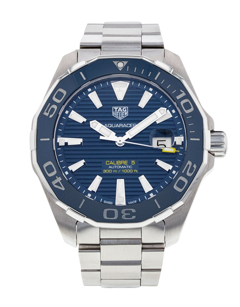 Tag Heuer Aquaracer Calibre 5 Blue Dial Silver Steel Strap Watch for Men - WAY201B.BA0927 Buy Now By Tag Heuer
