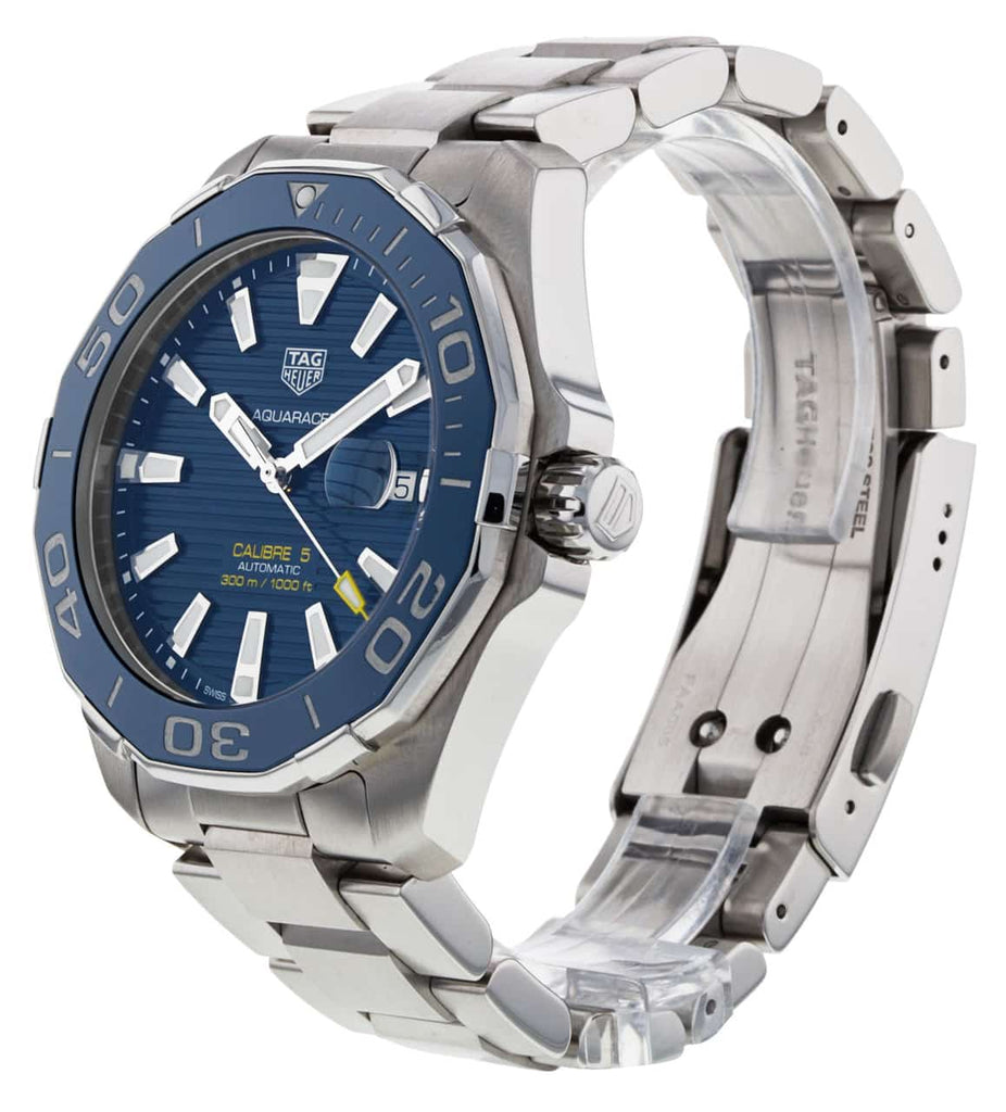 Tag Heuer Aquaracer Calibre 5 Blue Dial Silver Steel Strap Watch for Men - WAY201B.BA0927 Buy Now By Tag Heuer