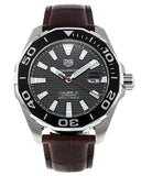 Tag Heuer Aquaracer Caliber 5 Black Dial Brown Leather Strap Watch for Men - WAY201M.FC6474 Buy Now By Tag Heuer