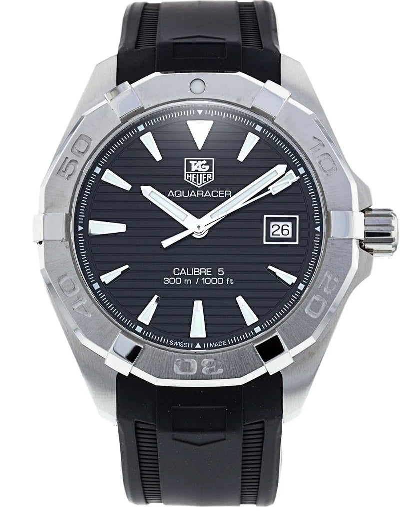 Tag Heuer Aquaracer Automatic Caliber 5 Black Dial Black Rubber Strap Watch for Men - WAY2110.FT8021 Buy Now By Tag Heuer