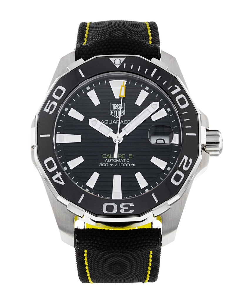 Tag Heuer Aquaracer Calibre 5 Automatic Black Dial Black Nylon Strap Watch for Men - WAY211A.FC6362 Buy Now By Tag Heuer