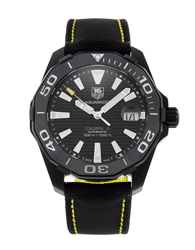 Tag Heuer Aquaracer Calibre 5 Automatic Black Dial Black Nylon Strap Watch for Men - WAY218A.FC6362 Buy Now By Tag Heuer