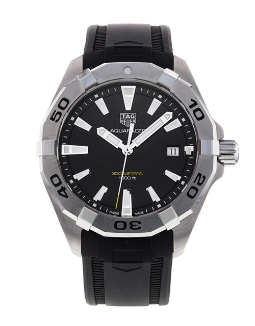 Tag Heuer Aquaracer Quartz Black Dial Black Rubber Strap Watch for Men - WBD1110.FT8021 Buy Now By Tag Heuer