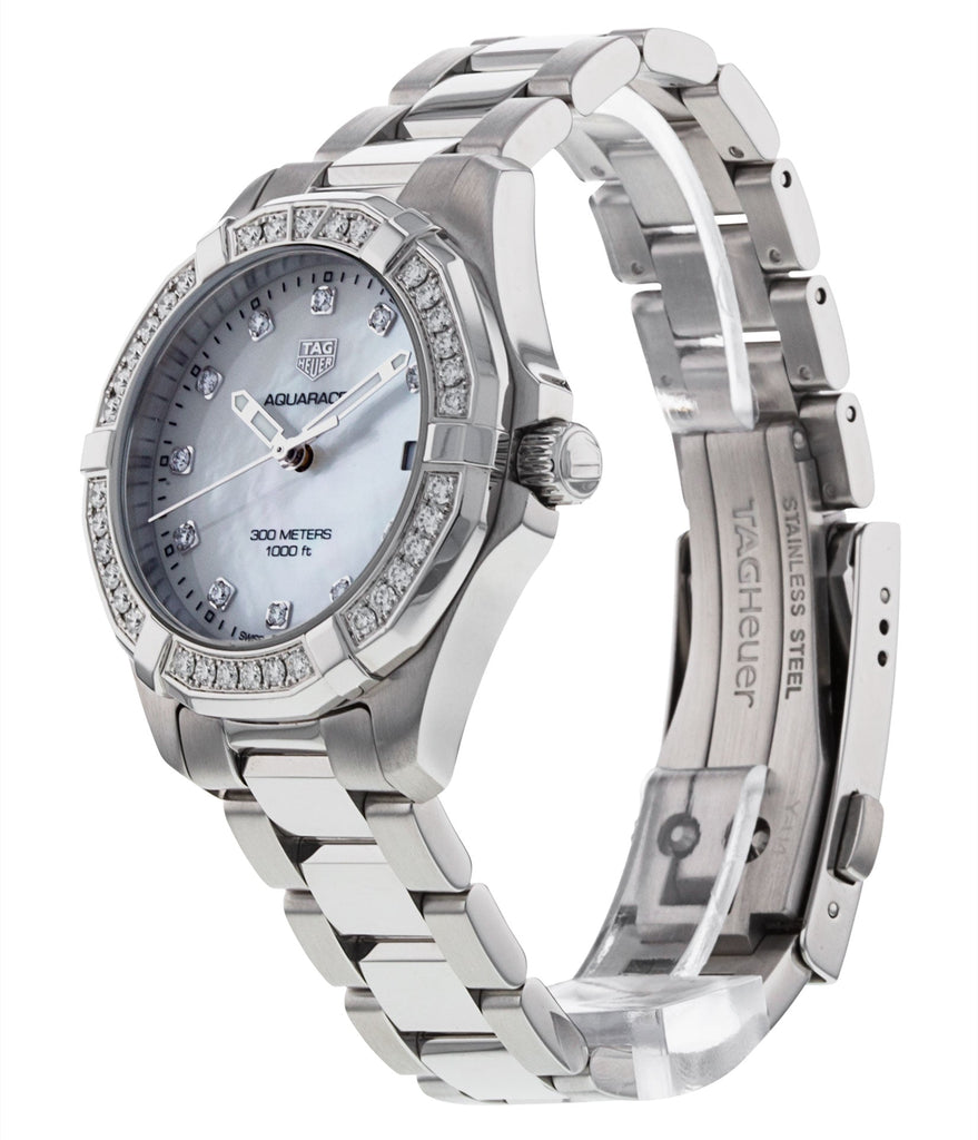 Tag Heuer Aquaracer Diamonds White Mother of Pearl Dial Silver Steel Strap Watch for Women - WBD1315.BA0740 Buy Now By Tag Heuer