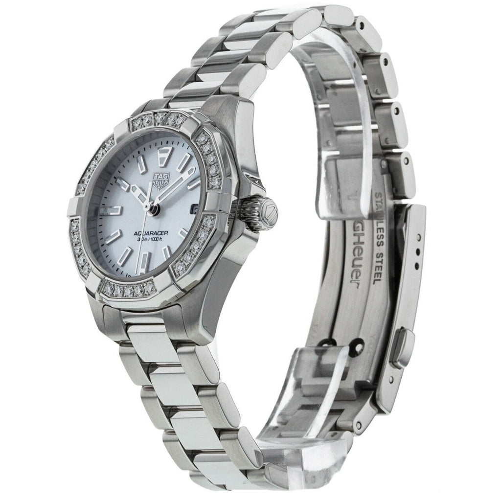 Tag Heuer Aquaracer Diamonds Mother of Pearl White Dial Silver Steel Strap Watch for Women - WBD1413.BA0741 Buy Now By Tag Heuer