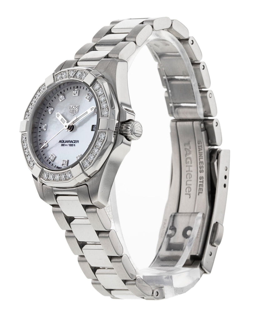 Tag Heuer Aquaracer Diamonds Mother of Pearl White Dial Silver Steel Strap Watch for Women - WBD1415.BA0741 Buy Now By Tag Heuer