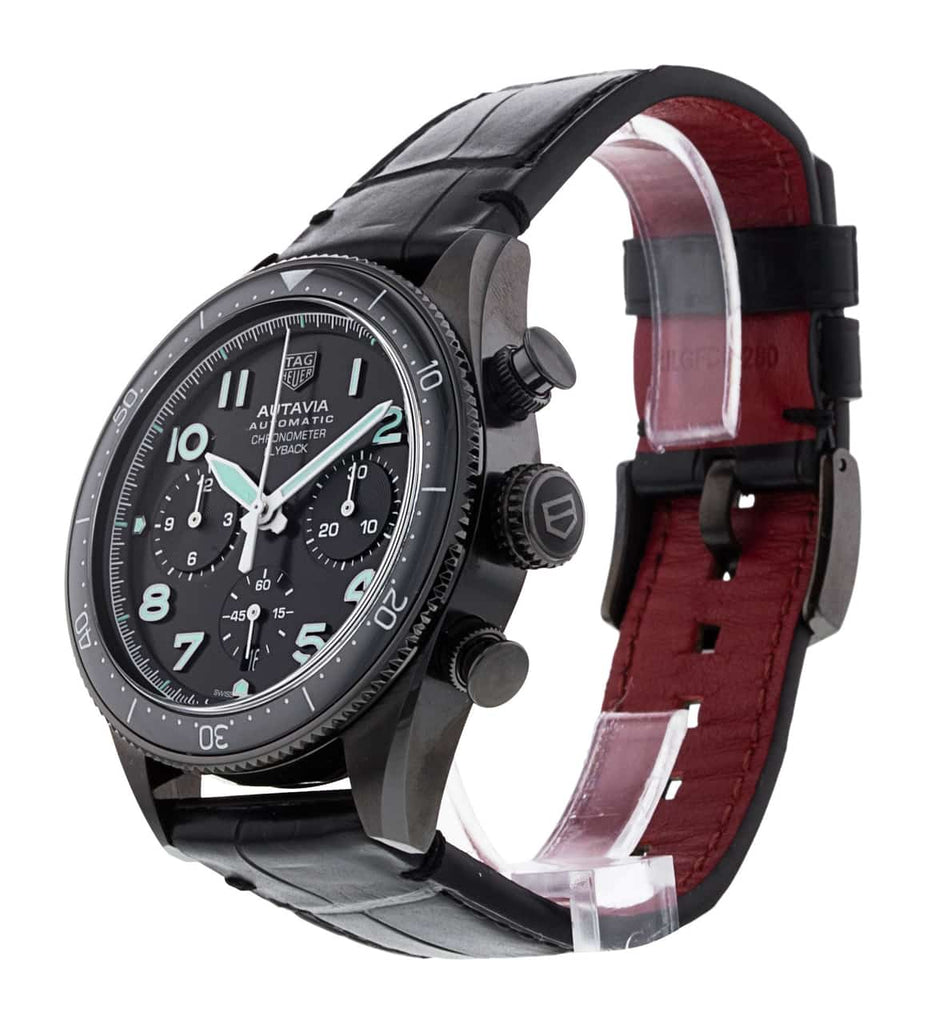 Tag Heuer Autavia Chronometer Flyback Chronograph Black Dial Black Leather Strap Watch for Men - CBE511C.FC8280 Buy Now By Tag Heuer