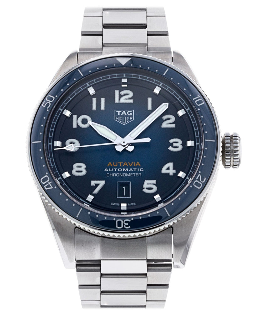 Tag Heuer Autavia Automatic Blue Dial Silver Steel Strap Watch for Men - WBE5116.EB0173 Buy Now By Tag Heuer