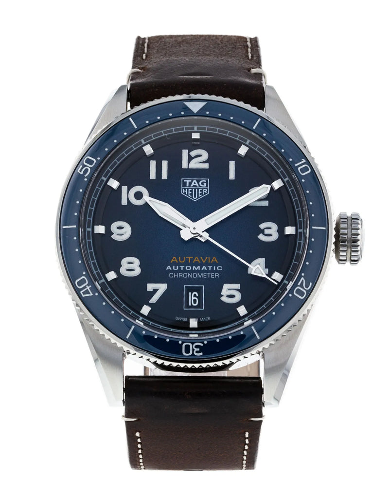Tag Heuer Autavia Calibre 5 Automatic Blue Dial Brown Leather Strap Watch for Men - WBE5116.FC8266 Buy Now By Tag Heuer
