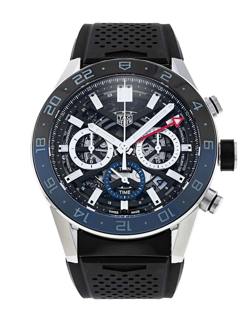 Tag Heuer Carrera Automatic Chronograph Steel & Ceramic Black Dial Black Rubber Strap Watch for Men - CBG2A1Z.FT6157 Buy Now By Tag Heuer