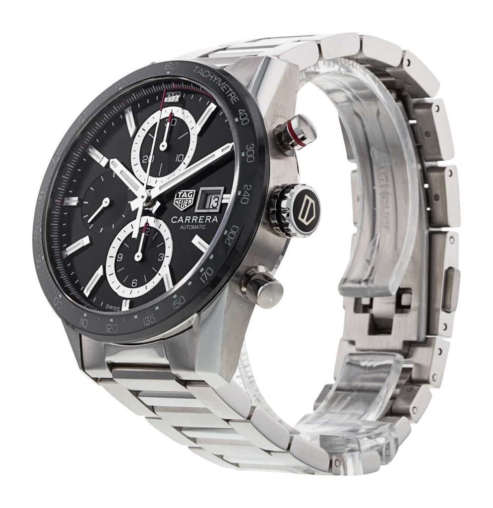 Tag Heuer Carrera Automatic Chronograph Black Dial Silver Steel Strap Watch for Men - CBM2110.BA0651 Buy Now By Tag Heuer