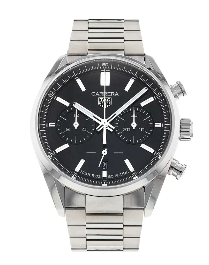 Tag Heuer Carrera Chronograph Black Dial Silver Steel Strap Watch for Men - CBN2010.BA0642 Buy Now By Tag Heuer