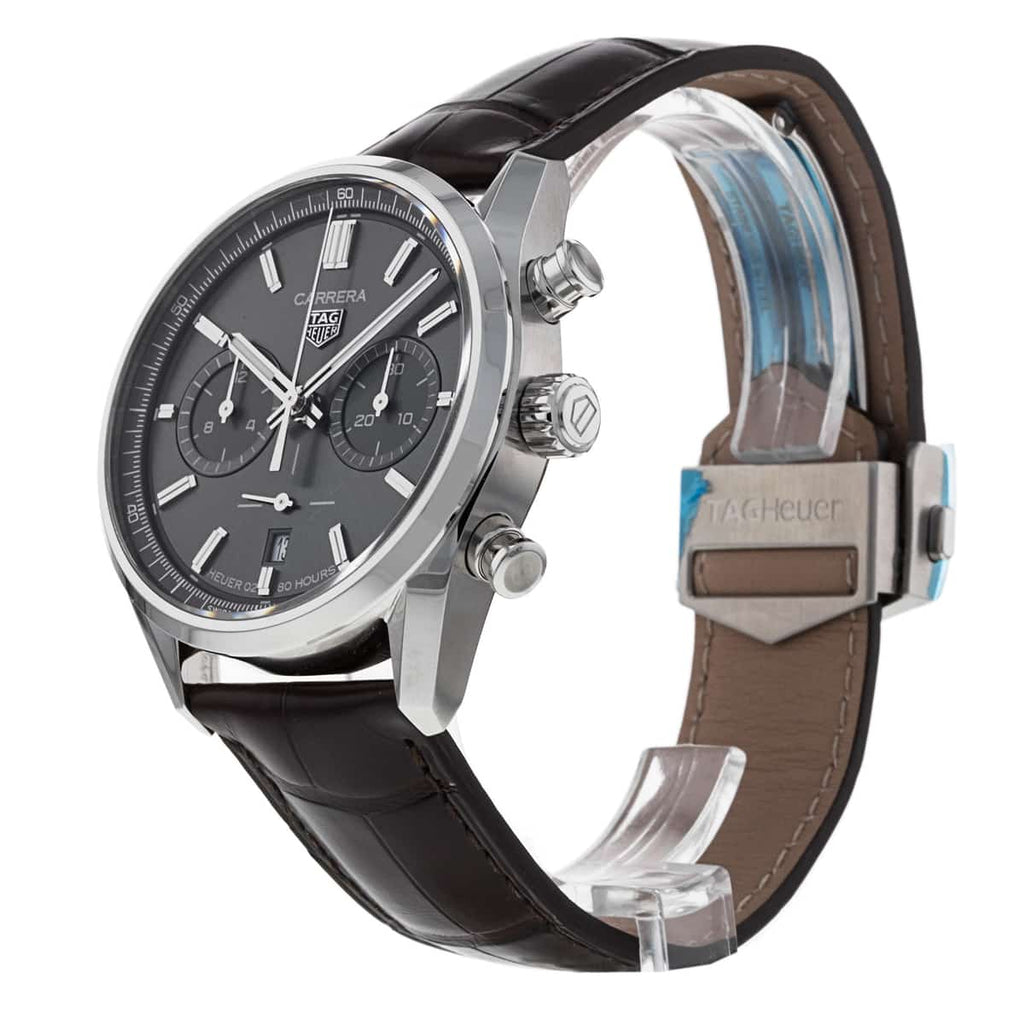 Tag Heuer Carrera Chronograph Grey Dial Brown Leather Strap Watch for Men - CBN2012.FC6483 Buy Now By Tag Heuer