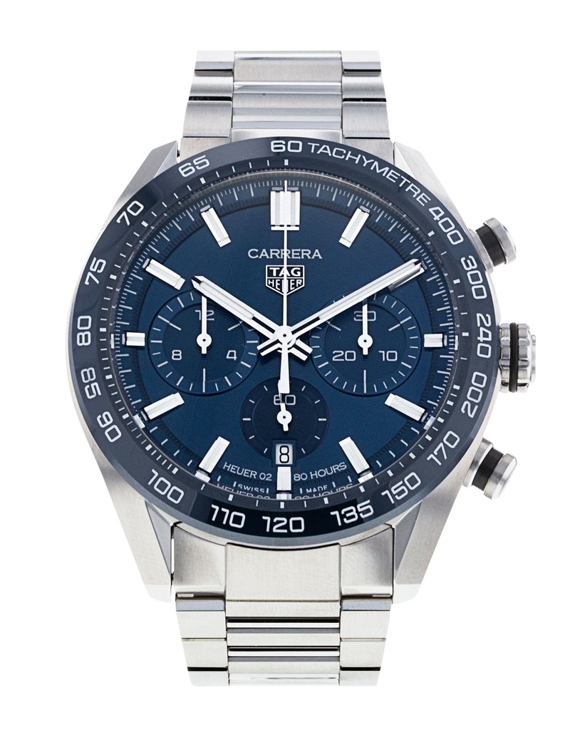 Tag Heuer Carrera Chronograph Blue Dial Silver Steel Strap Watch for Men - CBN2A1A.BA0643 Buy Now By Tag Heuer