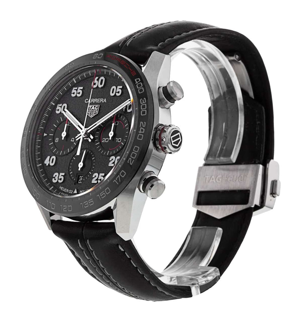 Tag Heuer Carrera Porsche Chronograph Special Edition Black Dial Black Leather Strap Watch for Men - CBN2A1F.FC6492 Buy Now By Tag Heuer
