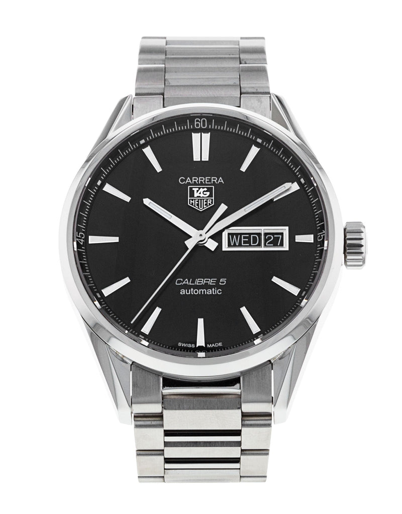 Tag Heuer Carrera Calibre 5 Automatic Black Dial Silver Steel Strap Watch for Men - WAR201A.BA0723 Buy Now By Tag Heuer
