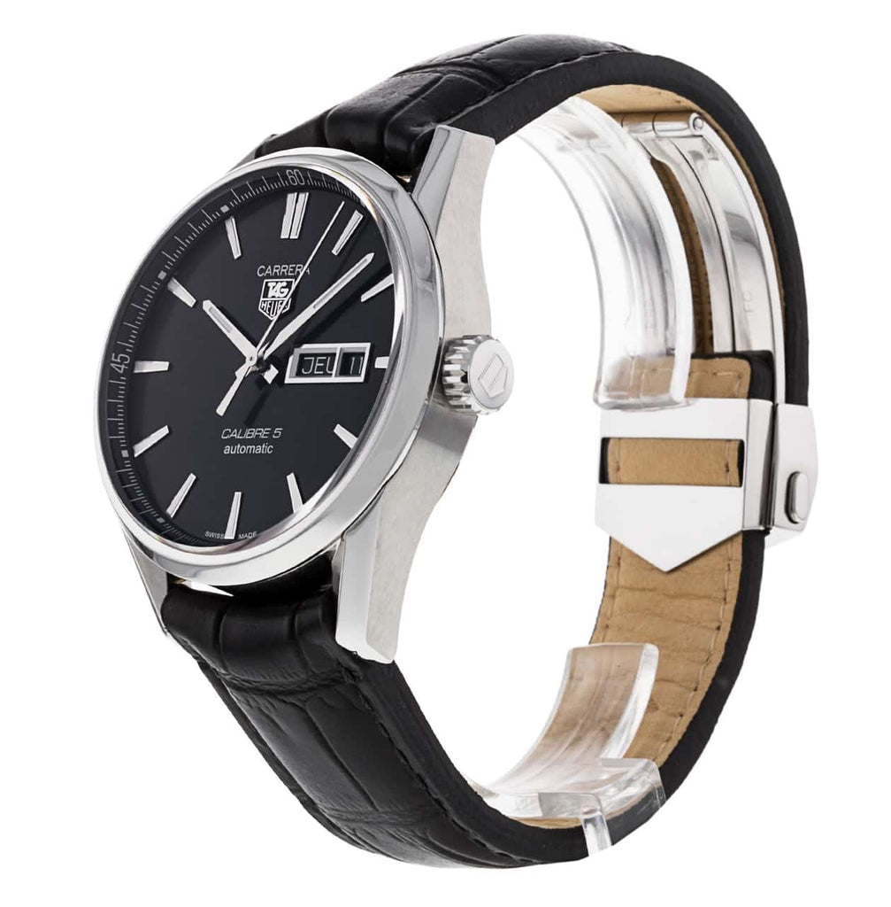 Tag Heuer Carrera Automatic 41mm Black Dial Black Leather Strap Watch for Men - WAR201A.FC6266 Buy Now By Tag Heuer