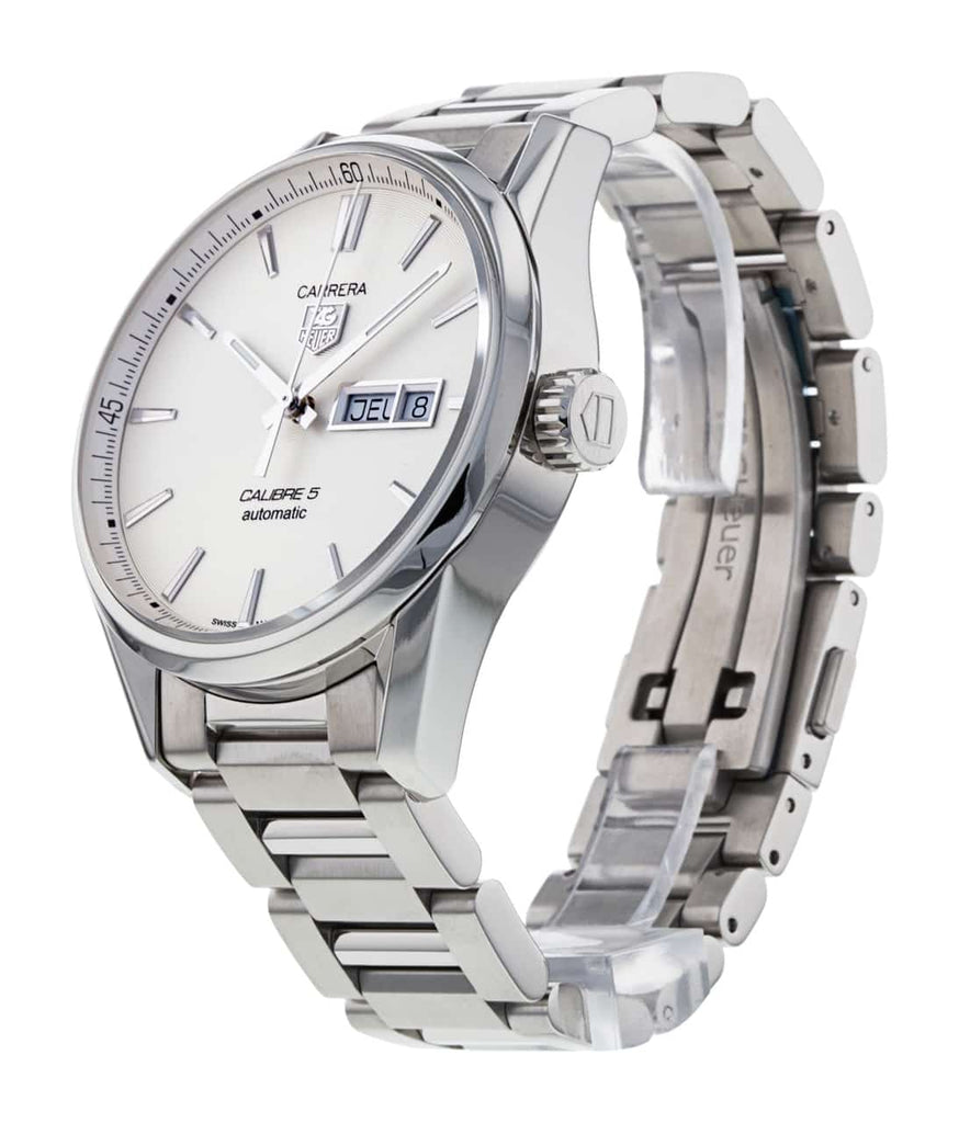 Tag Heuer Carrera Calibre 5 Automatic White Dial Silver Steel Strap Watch for Men - WAR201B.BA0723 Buy Now By Tag Heuer