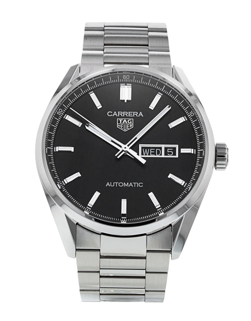 Tag Heuer Carrera Day Date Automatic Black Dial Silver Steel Strap Watch for Men - WBN2010.BA0640 Buy Now By Tag Heuer