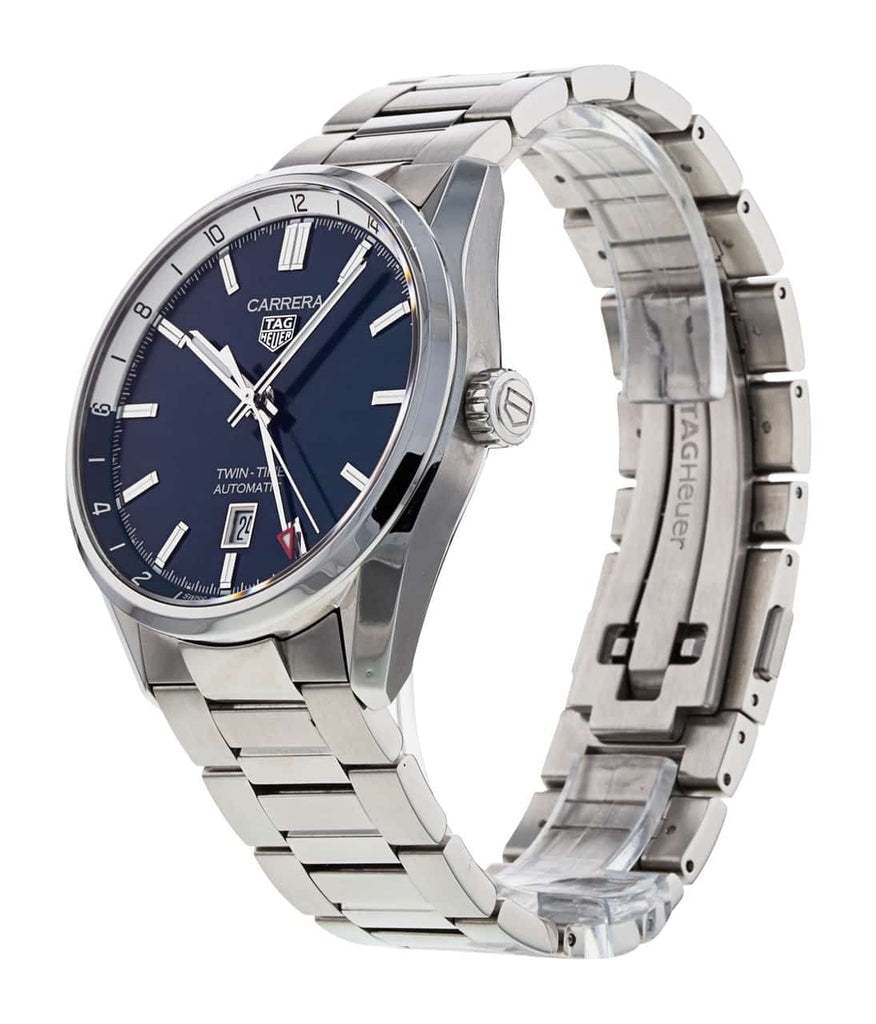 Tag Heuer Carrera Twin Time Blue Dial Silver Steel Strap Watch for Men - WBN201A.BA0640 Buy Now By Tag Heuer