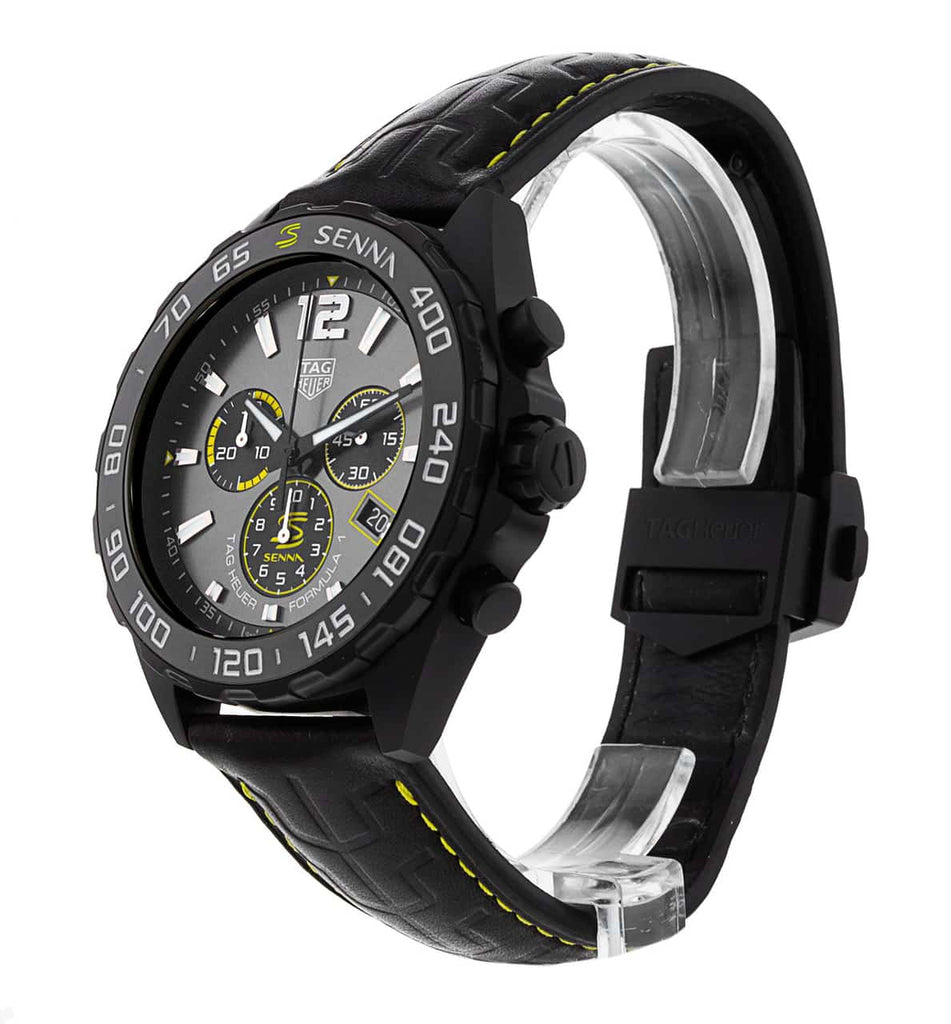 Tag Heuer Formula 1 Chronograph Senna Black Dial Black Leather Strap Watch for Men - CAZ101AJ.FC6487 Buy Now By Tag Heuer