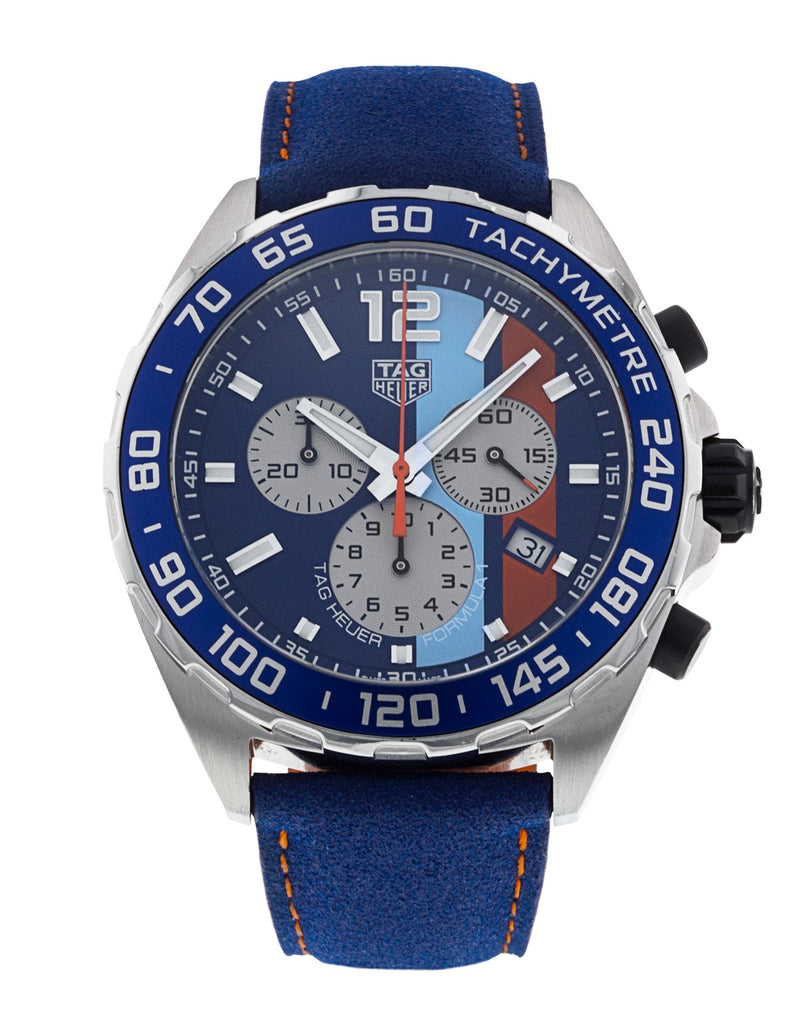 Tag Heuer Formula 1 Gulf Edition Blue Dial Blue Leather Strap Watch for Men - CAZ101N.FC8243 Buy Now By Tag Heuer