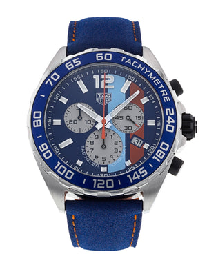 Tag Heuer Formula 1 Gulf Edition Blue Dial Blue Leather Strap Watch for Men - CAZ101N.FC8243 Buy Now By Tag Heuer
