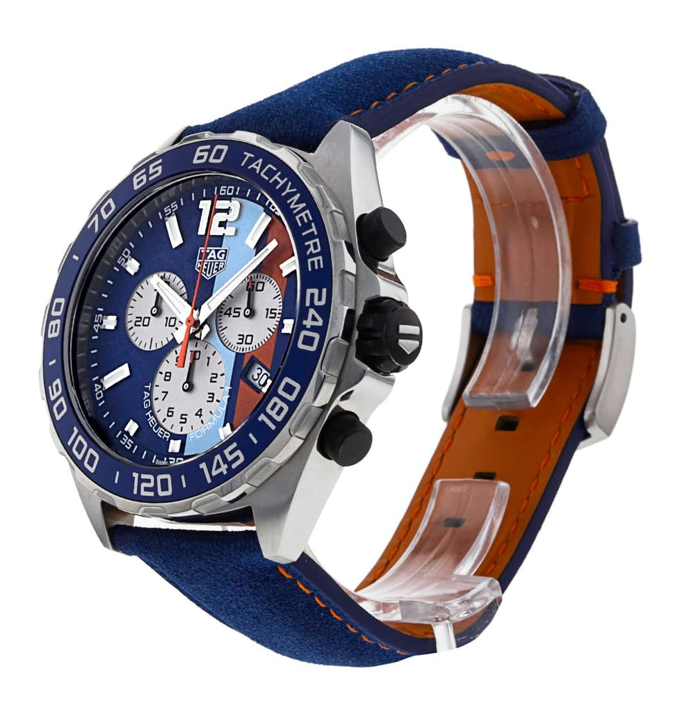 Tag Heuer Formula 1 Gulf Edition Blue Dial Blue Leather Strap Watch for Men - CAZ101N.FC8243 Buy Now By Tag Heuer