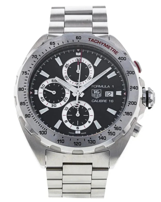 Tag Heuer Formula 1 Calibre 16 Automatic Chronograph Black Dial Silver Steel Strap Watch for Men - CAZ2010.BA0876 Buy Now By Tag Heuer
