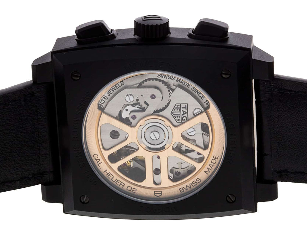 Tag Heuer Monaco Automatic Chronograph Black Dial Black Leather Strap Watch for Men - CBL2180.FC6497 Buy Now By Tag Heuer