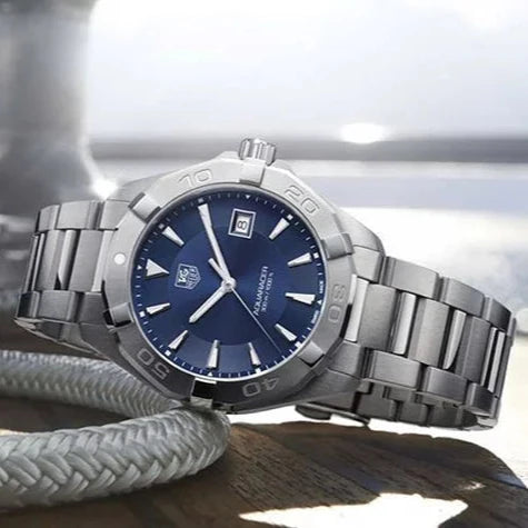 Tag Heuer Aquaracer 41mm Quartz Blue Dial Silver Steel Strap Watch for Men - WAY1112.BA0928