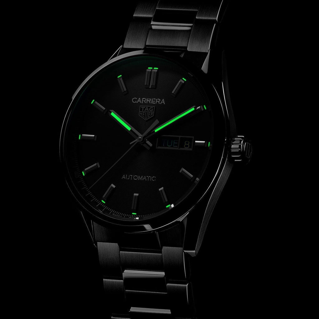 Tag Heuer Carrera Day Date Automatic Black Dial Silver Steel Strap Watch for Men - WBN2010.BA0640