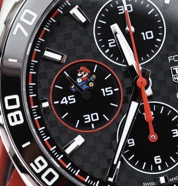 Tag Heuer Formula 1 Mario Kart Chronograph Black Dial Black Leather Strap Watch for Men - CAZ201E.FC6517 Buy Now By Tag Heuer