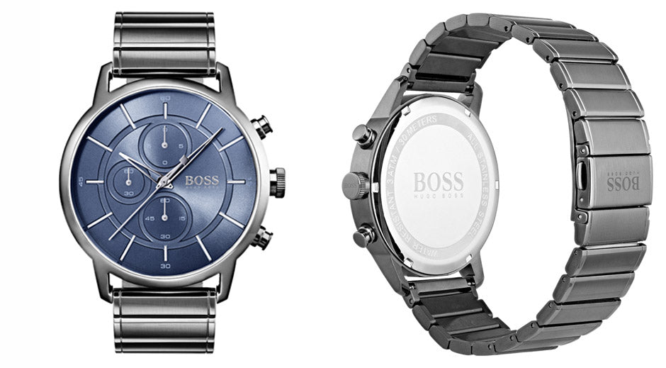 Hugo Boss Architectural Blue Dial Grey Steel Strap Watch for Men - 1513574 Buy Now By Hugo Boss