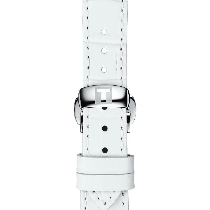 Tissot T-Classic Powermatic 80 Mother of Pearl Silver Dial White Leather Strap Watch For Women - T108.208.26.117.00 Buy Now By Tissot