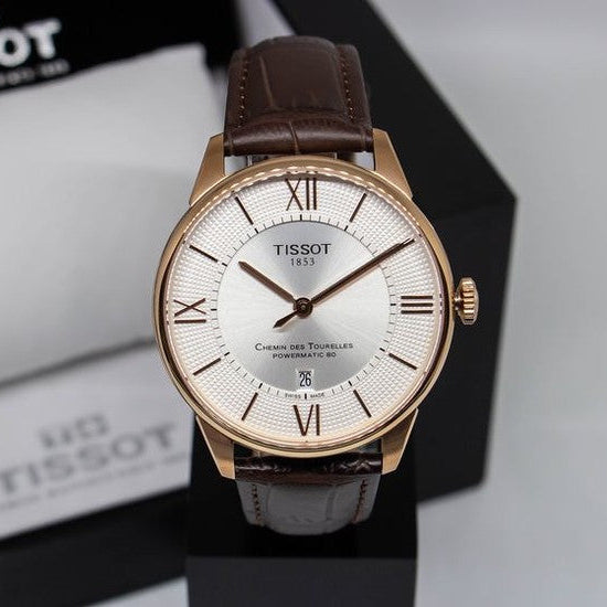 Tissot Chemin Des Tourelles Powermatic 80 Silver Dial Brown Leather Strap Watch For Men - T099.407.36.038.00 Buy Now By Tissot