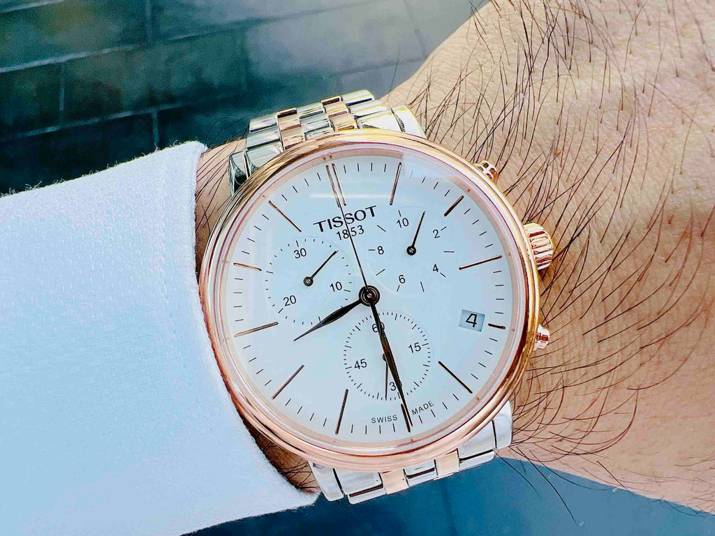 Tissot Carson Premium Chronograph White Dial Two Tone Steel Strap Watch For Men - T122.417.22.011.00 Buy Now By Tissot