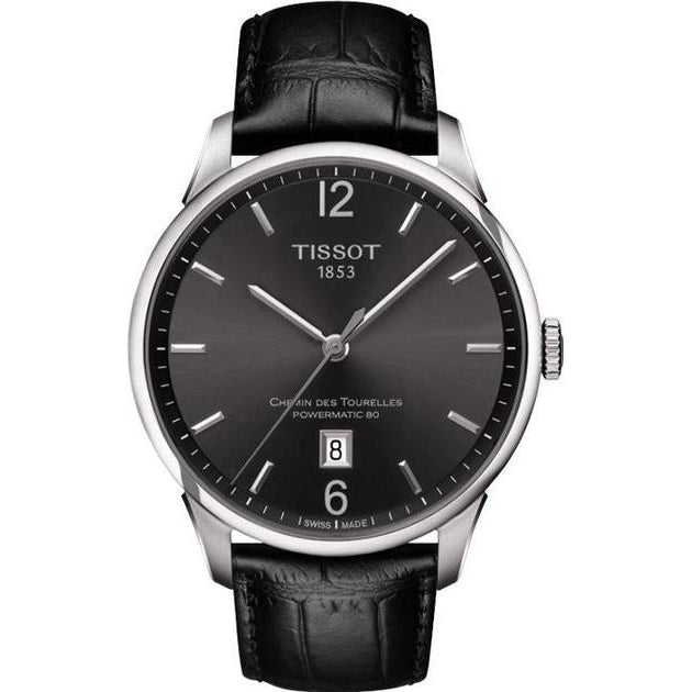 Tissot Chemin Des Tourelles Powermatic 80 Black Dial Black Leather Strap Watch For Men - T099.407.16.447.00 Buy Now By Tissot