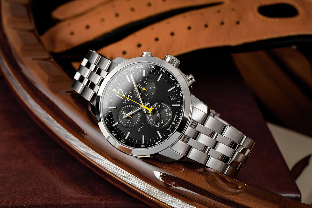 Tissot PRC 200 Chronograph Black Dial Silver Steel Strap Watch For Men - T114.417.11.057.00 Buy Now By Tissot