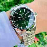 Tissot Gentleman Powermatic 80 Silicium Green Dial Silver Steel Strap Watch For Men - T127.407.11.091.01 Buy Now By Tissot