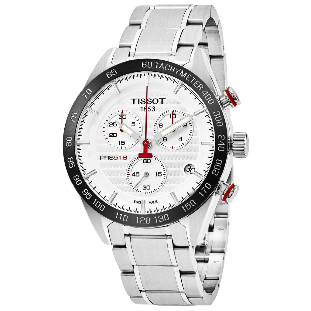 Tissot T Sport PRS 516 Chronograph White Dial Silver Steel Strap Watch For Men - T100.417.11.031.00 Buy Now By Tissot