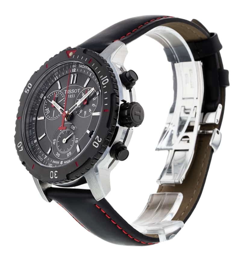 Tissot T Sport PRS 200 Chronograph Grey Dial Black Leather Strap Watch For Men - T067.417.26.051.00 Buy Now By Tissot