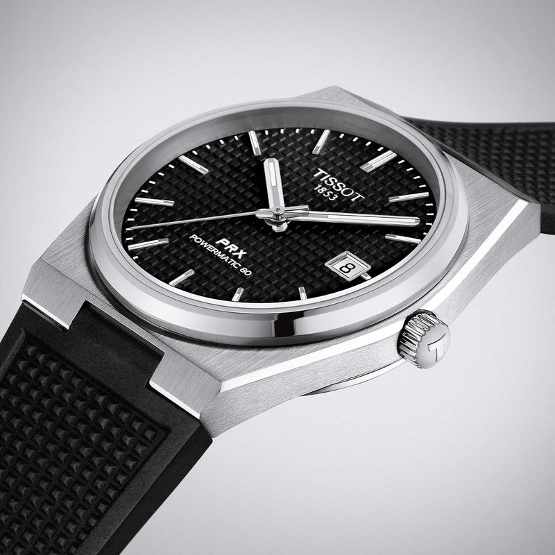 Tissot PRX Powermatic 80 Black Dial Black Rubber Strap Watch for Men - T137.407.17.051.00 Buy Now By Tissot