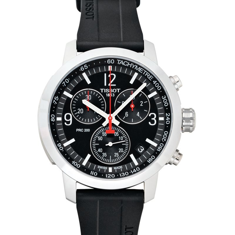 Tissot PRC 200 Chronograph Black Dial Black Rubber Strap Watch for Men - T114.417.17.057.00 Buy Now By Tissot