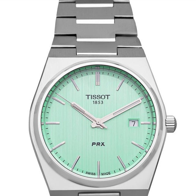 Tissot PRX Quartz Light Green Dial Silver Steel Strap Watch for Men - T137.410.11.091.01 Buy Now By Tissot