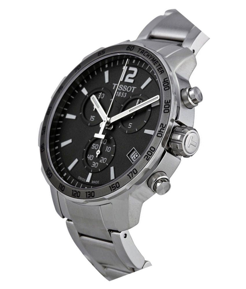 Tissot Quickster Chronograph Black Dial Silver Steel Strap Watch For Men - T095.417.11.067.00 Buy Now By Tissot