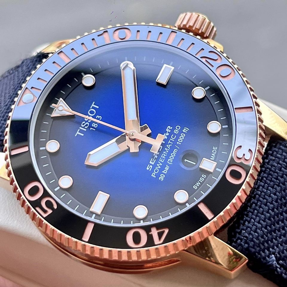 Tissot Seastar 1000 Powermatic 80 Blue Dial Blue Nylon Strap Watch for Men - T120.407.37.041.00 Buy Now By Tissot